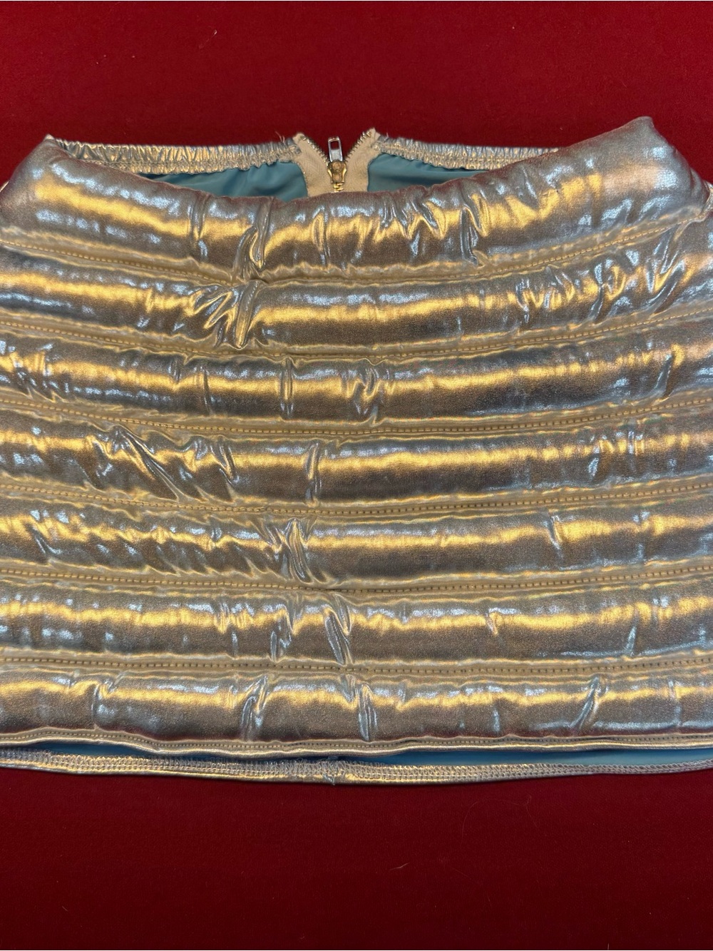 Space Girl Costume Metallic Silver Quilted Puffer Mini Skirt